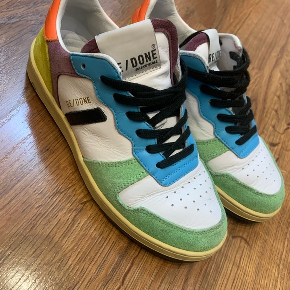 SOLD Re/done 80s Basketball Shoes in rainbow coloured genuine leather - Picture 4 of 7